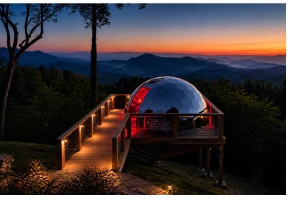 Cielo Sunrise wellness dome at twilight